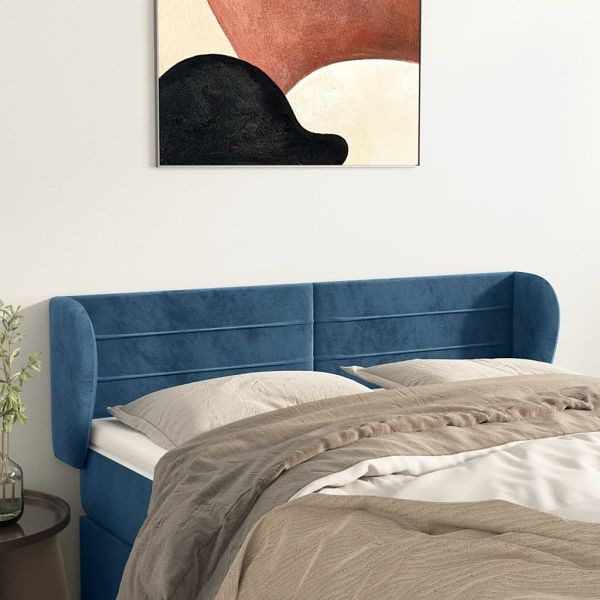 vidaXL Kopfteil mit Ohren Dunkelblau 147x23x78/88 cm Samt, 3117336