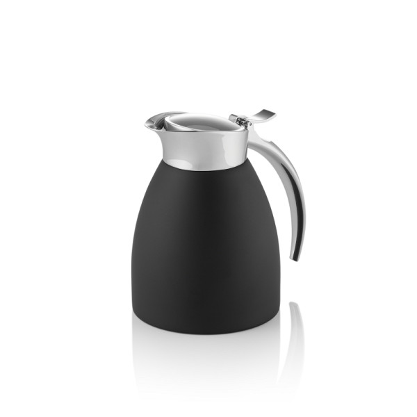 WAS Isolierkanne, 0,3 L, Ø 10,5 cm, Höhe 13,5 cm, schwarz, Chromnickelstahl 18/8, 3813030