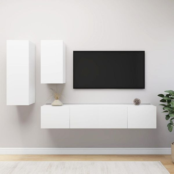 vidaXL 4-tlg. TV-Schrank-Set Weiß Holzwerkstoff, 3078732