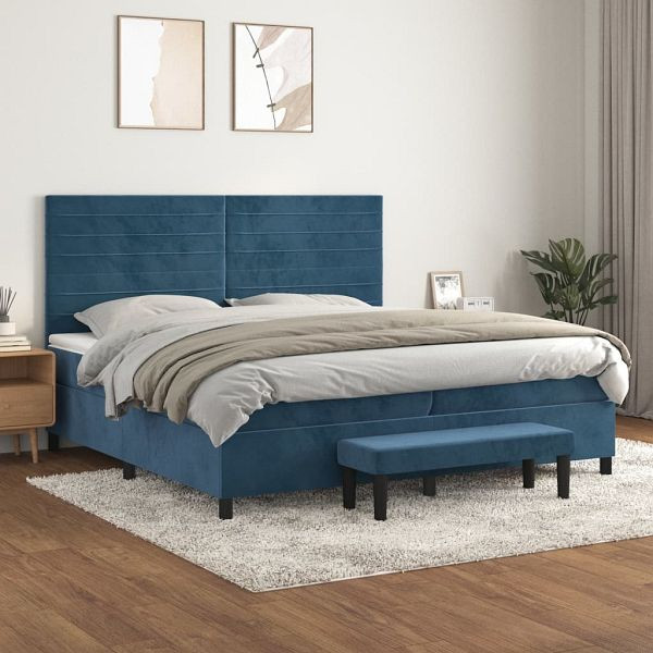 vidaXL Boxspringbett mit Matratze Dunkelblau 200x200 cm Samt, 3137927