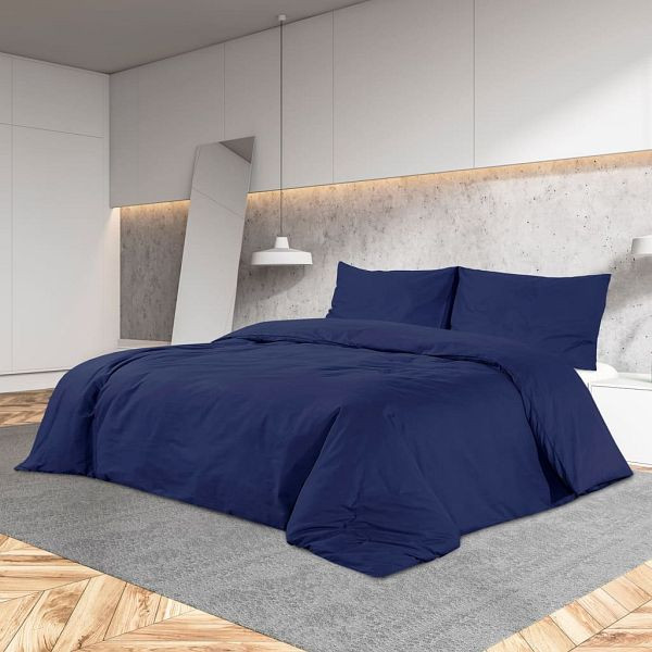 vidaXL Bettwäsche-Set Marineblau 140x200 cm Leichte Mikrofaser, 135998