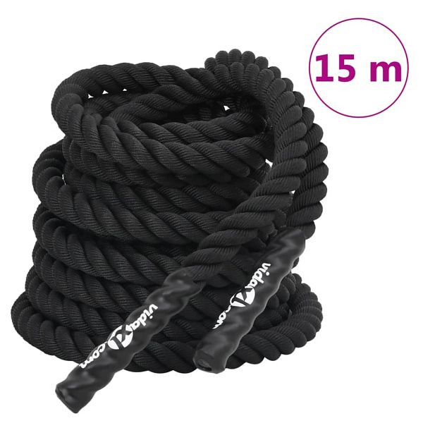 vidaXL Kampfseil Schwarz 15 m 11 kg Polyester, Top-Qualität, 94268