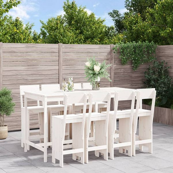 vidaXL 9-teilig Gartenbar-Set Weiß Massivholz Kiefer, 3157818