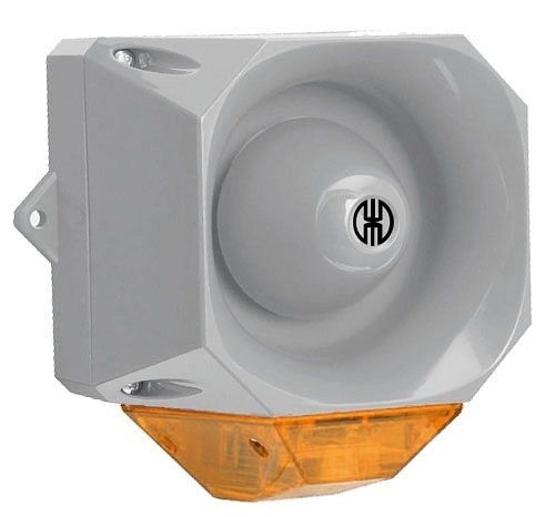 WERMA Blitz-Sirene Wandmontage 32 Töne 230VAC bis 110 dB einstellbar GY/YE- gelb, 441.130.68