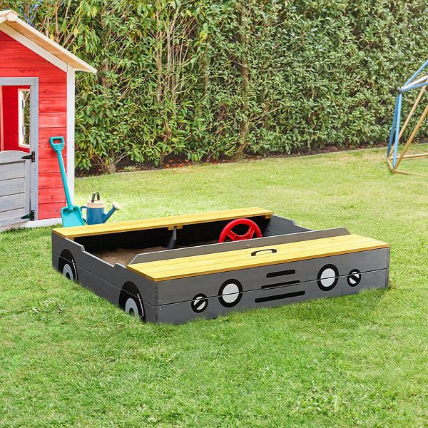 HOME DELUXE Sandkasten aus Holz KIDDY, Hellgrau, 71923