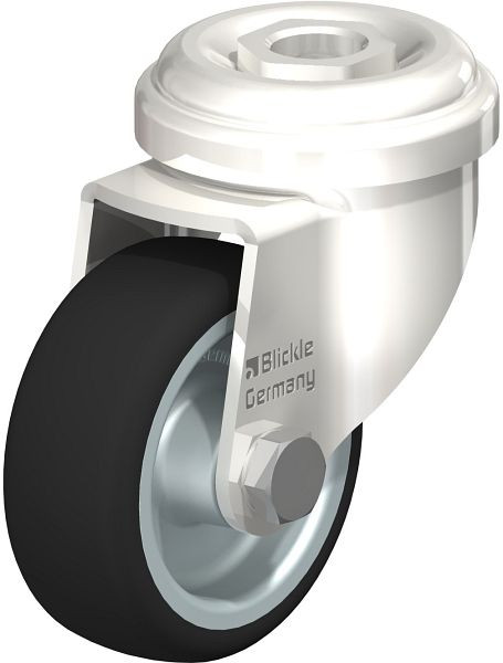 Blickle LRXA-PATH 50G Edelstahl-Apparate-Lenkrolle mit Rückenloch, Thermoplastisches Polyurethan, Grau, 754999