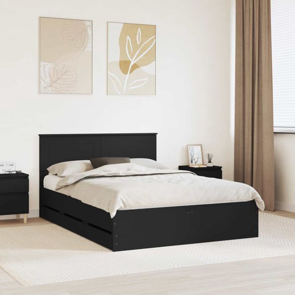 vidaXL Bettrahmen mit Schubladen Schwarz 160 x 200 cm Ingenieurs Holz, 3407964