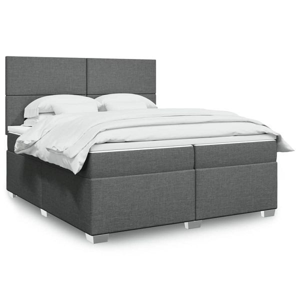 vidaXL Boxspringbett mit Matratze Dunkelgrau 200x200 cm Stoff, 3292889