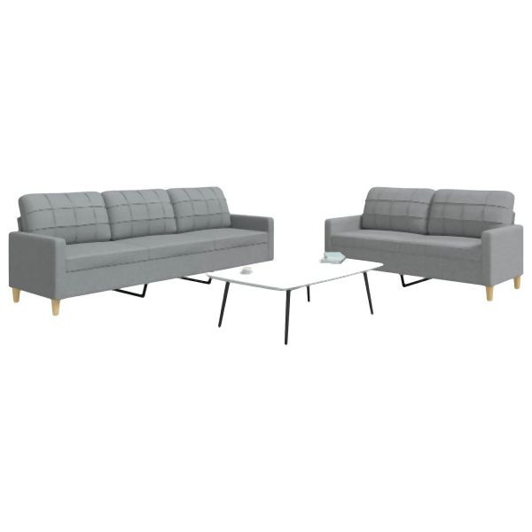vidaXL 2-tlg. Sofagarnitur Hellgrau Stoff, Platz zum Plaudern, 3278319