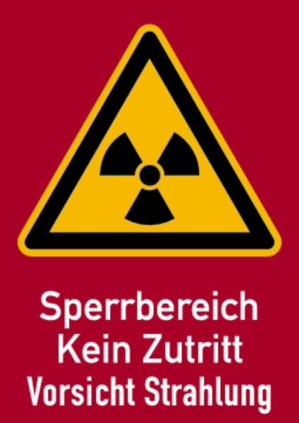 Schilder Klar Warnschild Strahlenschutz Sperrbereich, Kein Zutritt, Vorsicht Strahlung (WS 161), 148x210 mm Folie selbstklebend, 6406/62