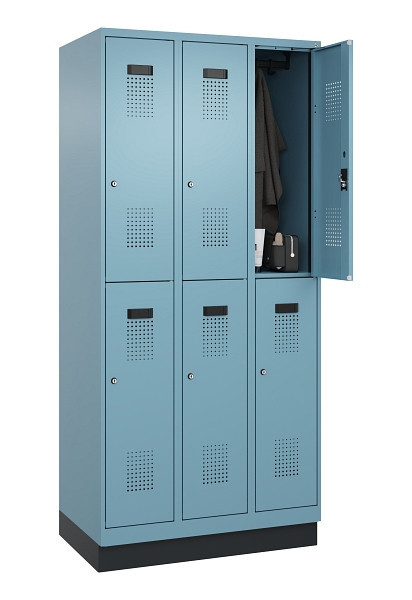 C+P Doppelstöckiger Spind Evolo PLUS, mit Sockel, 6 Fächer, 1950x900x500mm, 0010, Zylinderschloss, 049320-30 S10048