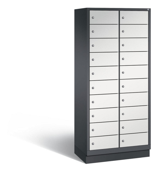 Deskin Laptopschrank, 2 x 10 Fächer, Alusilber RAL 9006, 810 x 500 x 1800 mm, ohne Elektrifizierung, 287858