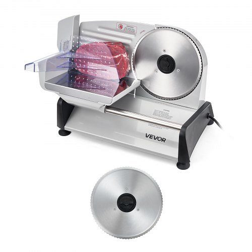 VEVOR Allesschneider 200W mit 19cm Klinge, 0–15mm Dicke, für gefrorenes Fleisch, Schinken und Prime Steak, DRQPJJYKBZD7D4LB4001V2