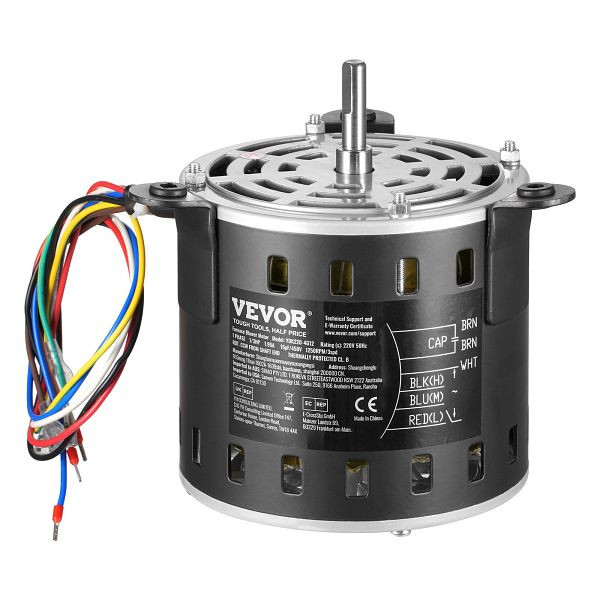 VEVOR 1/3PS Gebläsemotor 1,95A, 750/9501250U/min 3-Gang 15μF/450 V Kondensator, MSFGJDJ13HP3VA49AV7