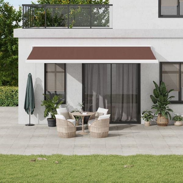 vidaXL Markise Automatisch Braun 500x300 cm, Material: Pulverbeschichtetes Aluminium, Stoff (100% Polyester) mit PU-Beschichtung, 3215732