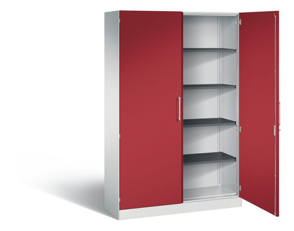 C+P Flügeltürenschrank Asisto, H1980xB1200xT435mm, Farbe: Lichtgrau / Rubinrot, Bügelgriff, 5 OH, 141001-000 S10201