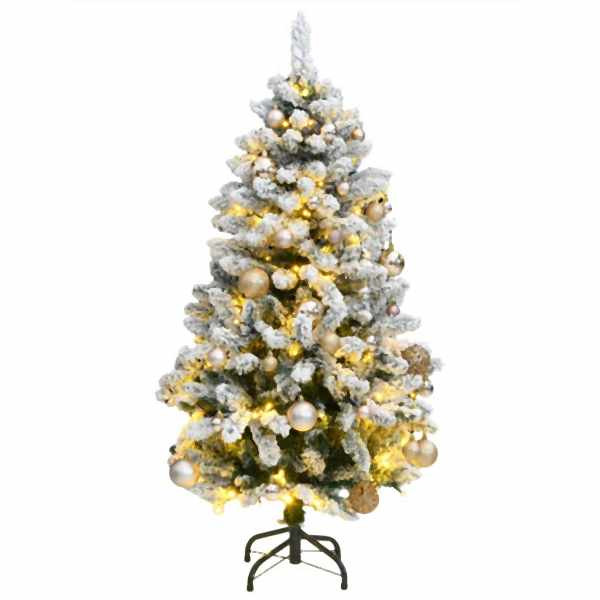 vidaXL Künstlicher Weihnachtsbaum Klappbar 150 LEDs & Kugeln 150 cm, 3210098