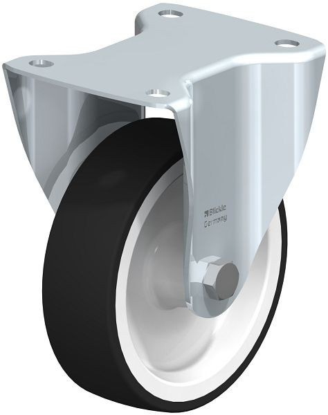Blickle B-POTH 150G Stahlblech-Bockrolle, mittelschwere Ausführung, mit Anschraubplatte, Thermoplastisches Polyurethan, Grau, 44651