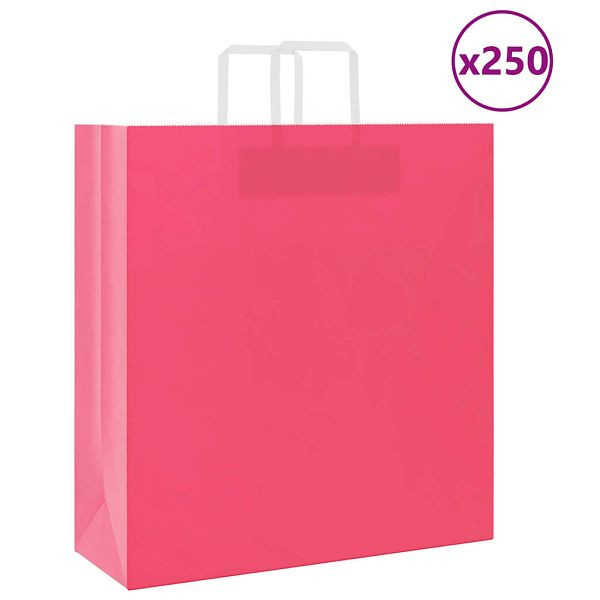 vidaXL Papiertragetaschen 250 Stk. mit Henkeln Rosa 45x17x48 cm, 4101905