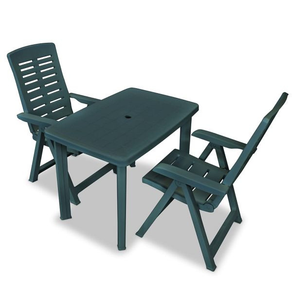 vidaXL 3-teilig Bistro-Set Kunststoff Grün, 275078, 8718475599265