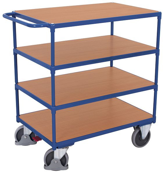 VARIOfit Schwerer Tischwagen mit 4 Ladeflächen, Ladefläche: 1.000 x 700 mm, RAL 5010 enzianblau, sw-700.700