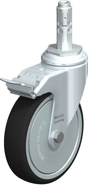 Blickle LKRA-PATH 126K-11-FI-FK-E12 Apparate-Lenkrolle mit Expander & Feststeller, Thermoplastisches Polyurethan, Grau, 848882