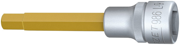 Hazet Schraubendreher-Steckschlüsseleinsatz, Vierkant hohl 12,5 mm, Innen-Sechskant Profil, 9 mm, Lange Ausführung Mit Rändelung, 986L-9