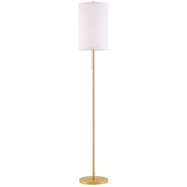 HOMCOM Stehlampe, Elegante Stehleuchte aus Stahl mit Stoffschirm, Wohnzimmerlampe, Zugkettenschalter, Gold+Weiß, B31-406V90WT
