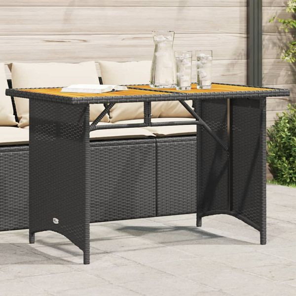 vidaXL Gartentisch mit Holzplatte Schwarz 110x68x70 cm Poly Rattan, 366355