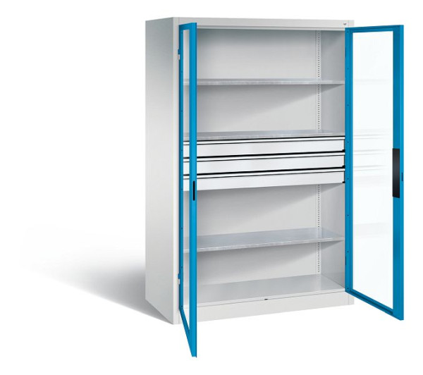 C+P Werkzeugschrank Acurado, H1950xB1200xT600mm, Farbe: Lichtgrau / Lichtblau, Muldengriff, 8932-5530 S10055