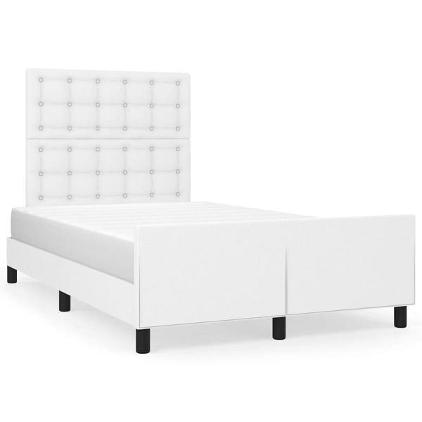vidaXL Bettgestell mit Kopfteil Weiß 120x190 cm Kunstleder, 3270561