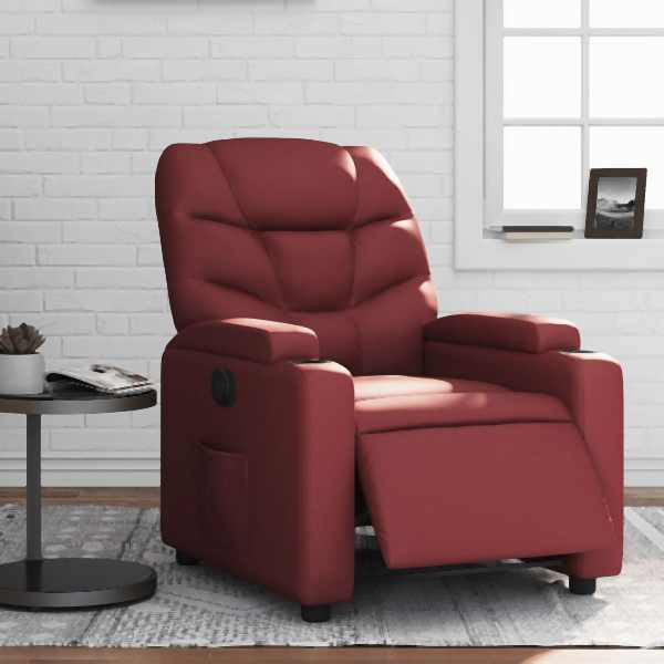 vidaXL Relaxsessel Elektrisch Weinrot Kunstleder, 3204648