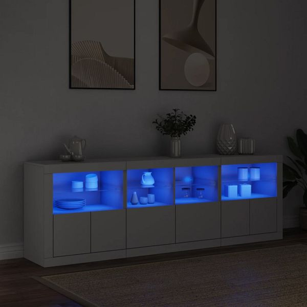 vidaXL Sideboard mit LED-Leuchten Weiß 202x37x67 cm, 3209009