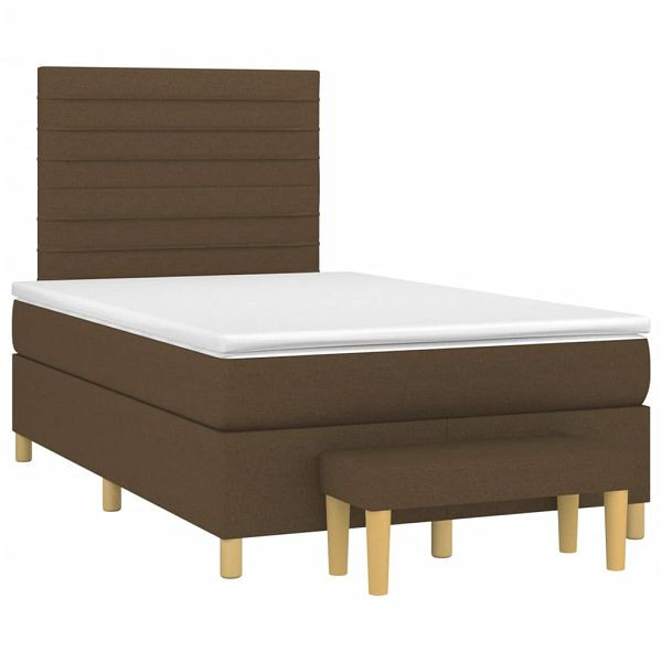 vidaXL Boxspringbett mit Matratze Dunkelbraun 120x190 cm Stoff, 3270414