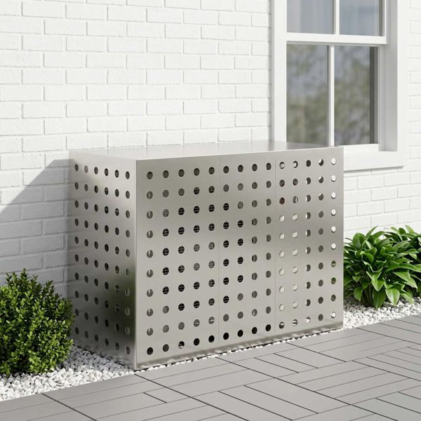 vidaXL Klimaanlagenabdeckung Silber 110 x 50 x 80 cm Edelstahl, 8014140