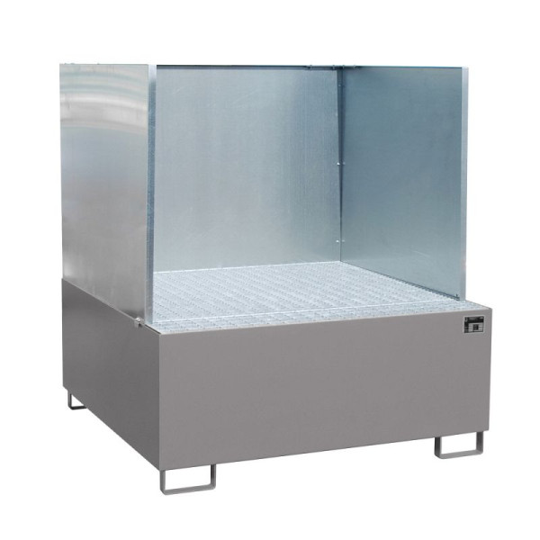 STEIN HGS Auffangwanne AW/SW, mit Spritzschutzwand, 1000 Liter, RAL 7005 mausgrau, Gesamthöhe 1630 mm, lackiert, 1 IBC 1000 Liter, 79189.0017