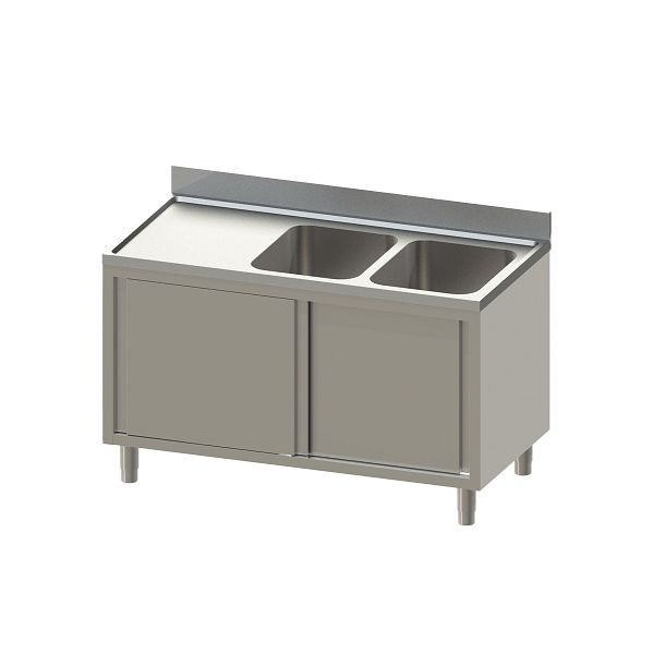 Vaiotec TOPLINE Spülschrank 600 / 2 Becken rechts mit Schiebetüren L: 1400 mm, 10826