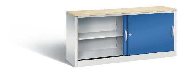 C+P Sideboard mit Schiebetüren Acurado, H720xB1600xT400mm, Farbe: Lichtgrau / Enzianblau, Bügelgriff, 2 OH, 5724-00 S10401