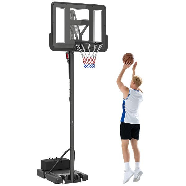 SPORTNOW Basketballständer, höhenverstellbare Korbhöhe 235-305 cm, befüllbare Basis mit Rädern, Schwarz, A61-062V00BK