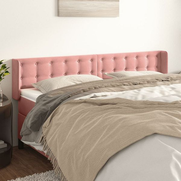 vidaXL Kopfteil mit Ohren Rosa 163x16x78/88 cm Samt, 3119261