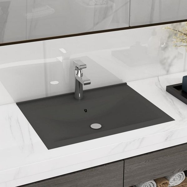 vidaXL Luxus-Waschbecken mit Hahnloch Matt-Dunkelgrau 60x46 cm Keramik, 147027