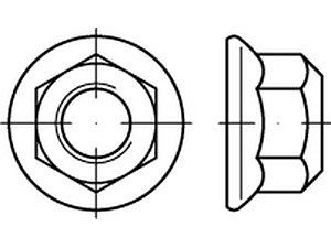 ART 13023 Sechskantmuttern mit Flansch MBN 13023 10 M 16 x 1,5 flZnnc-L flZn VE=S (50 Stück)