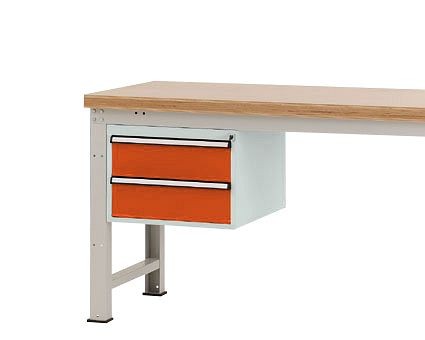 Manuflex Gehäuse-Unterbau PROFI, Nutzhöhe 300 mm mit 2 Schubfächern, für Werkbanktiefe 700 mm, Rotorange, ZB4531.2001