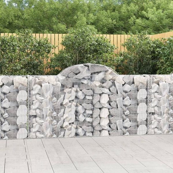 vidaXL Gabionen mit Hochbogen 5 Stück 200x30x100/120cm Verzinktes Eisen, 3146113