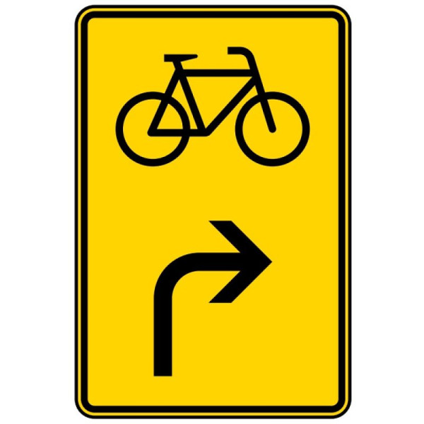 Stein HGS Vorwegweiser für Radverkehr rechtsweisend Nr. 442-23, 420 x 630 mm, RA1, Flachform 2 mm, 442-23-111