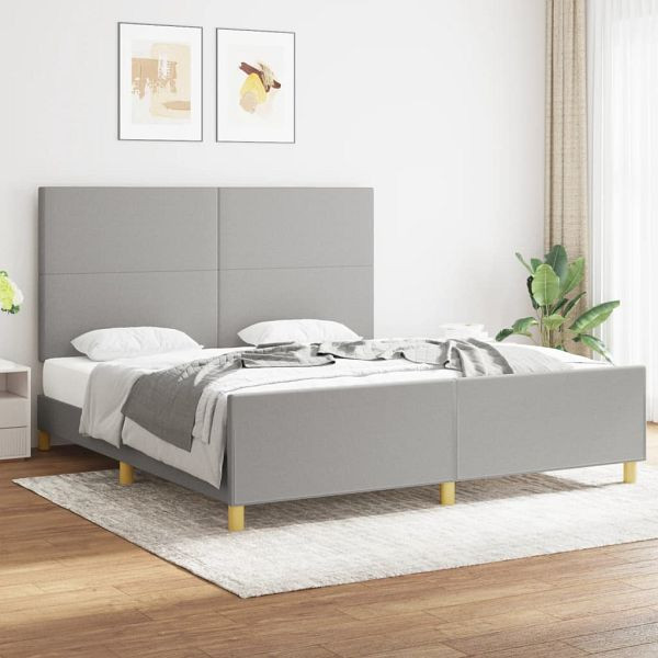 vidaXL Bettgestell mit Kopfteil Hellgrau 180x200 cm Stoff, 3124911