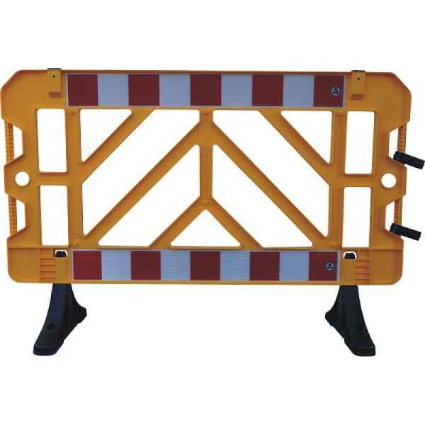 Stein HGS Schrankenzaun aus Kunststoff, BxH: 1500 x 1000mm, PVC-Füße mit Bohrung zum Aufdübeln, gelb, 32455