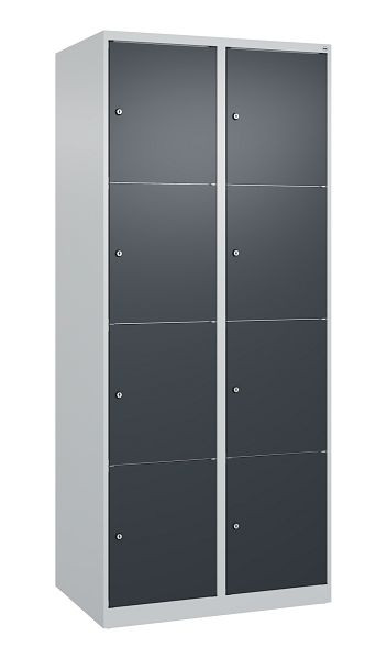 C+P Schließfachschrank Classic PLUS, 2 Abteile mit je 4 Fächern, 1850x800x500mm, 7035/7016, 080000-224 S10007