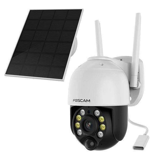 FOSCAM B4 batteriebetriebene 2K 4 MP WLAN-Überwachungskamera mit Schwenk- und Neigefunktion, inkl. Solarpanel, fsb42k