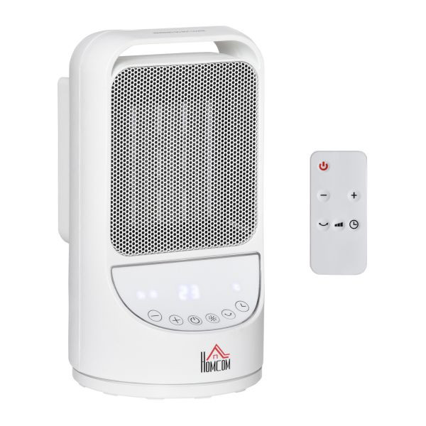HOMCOM Heizgerät Heizlüfter 750W/1500W mit 3 Stufen, Weiß Ø15 x 28H cm, 820-245